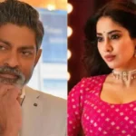 Jagapathi Babu and Janhvi Kapoor during promotions for the Telugu film Peddi
