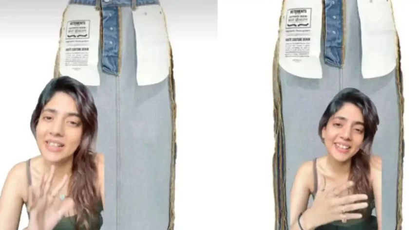 Vetements inside out denim skirt ₹1.85 lakh viral influencer reaction Yashasvi Acharya