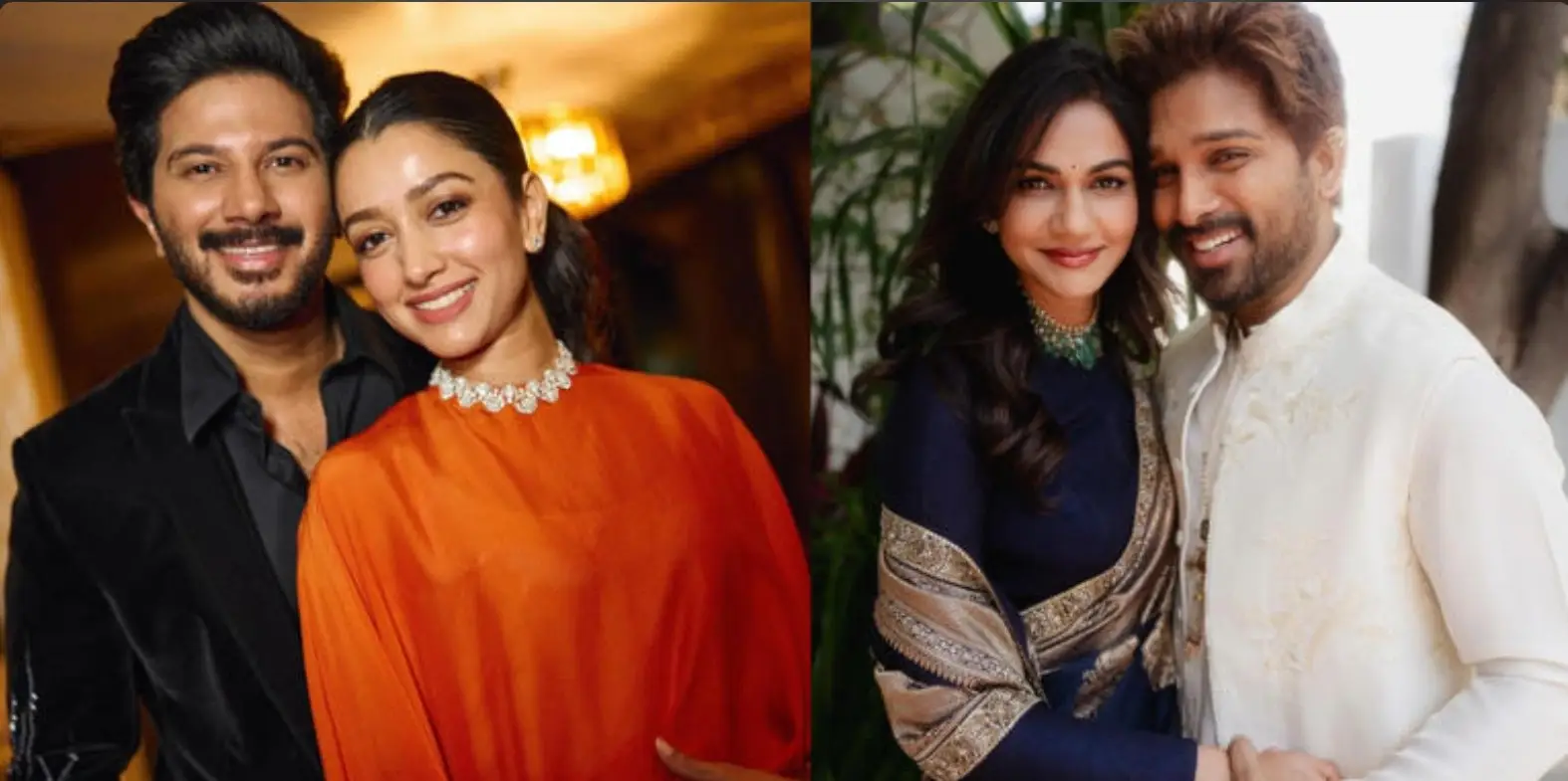 Allu Arjun Sneha Reddy Ram Charan Upasana Jr NTR Lakshmi Pranathi Dulquer Salmaan Amal Sufiya South Indian celebrity couples