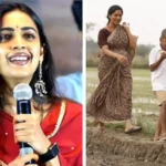 Niharika Konidela speaking at the pre-release event of Vanda Devullu alongside the film's cast and crew