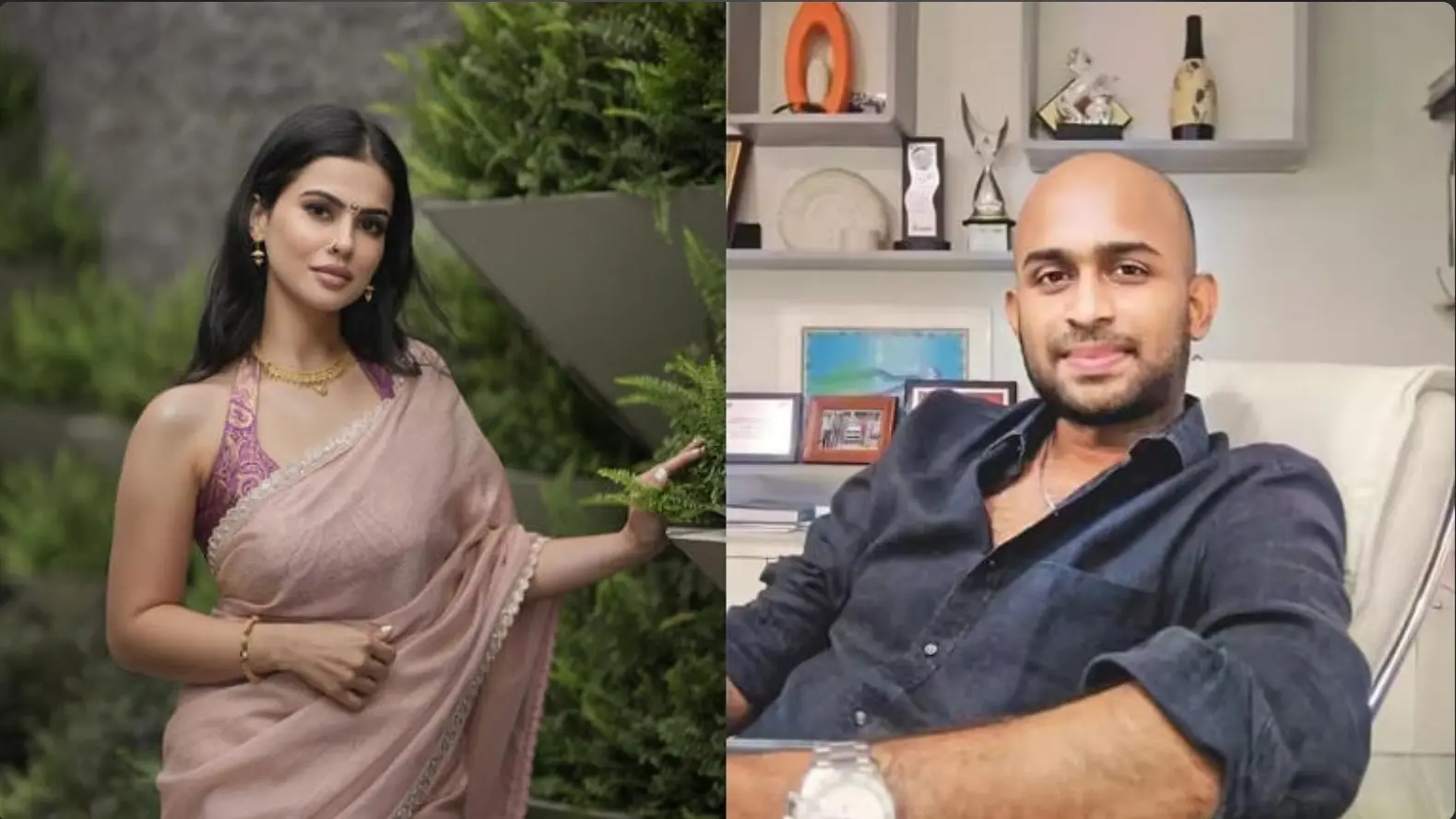 Sharmiela Mandre and Tamil producer Sudhan Sundaram ahead of their engagement ceremony