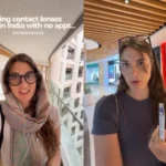 American woman discusses affordable healthcare experience in India after purchasing contact lenses