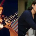 Rashmika Mandanna with sitarist Swayam Siddha Priyadarshi during Crocs India campaign shoot blending music and modern visuals