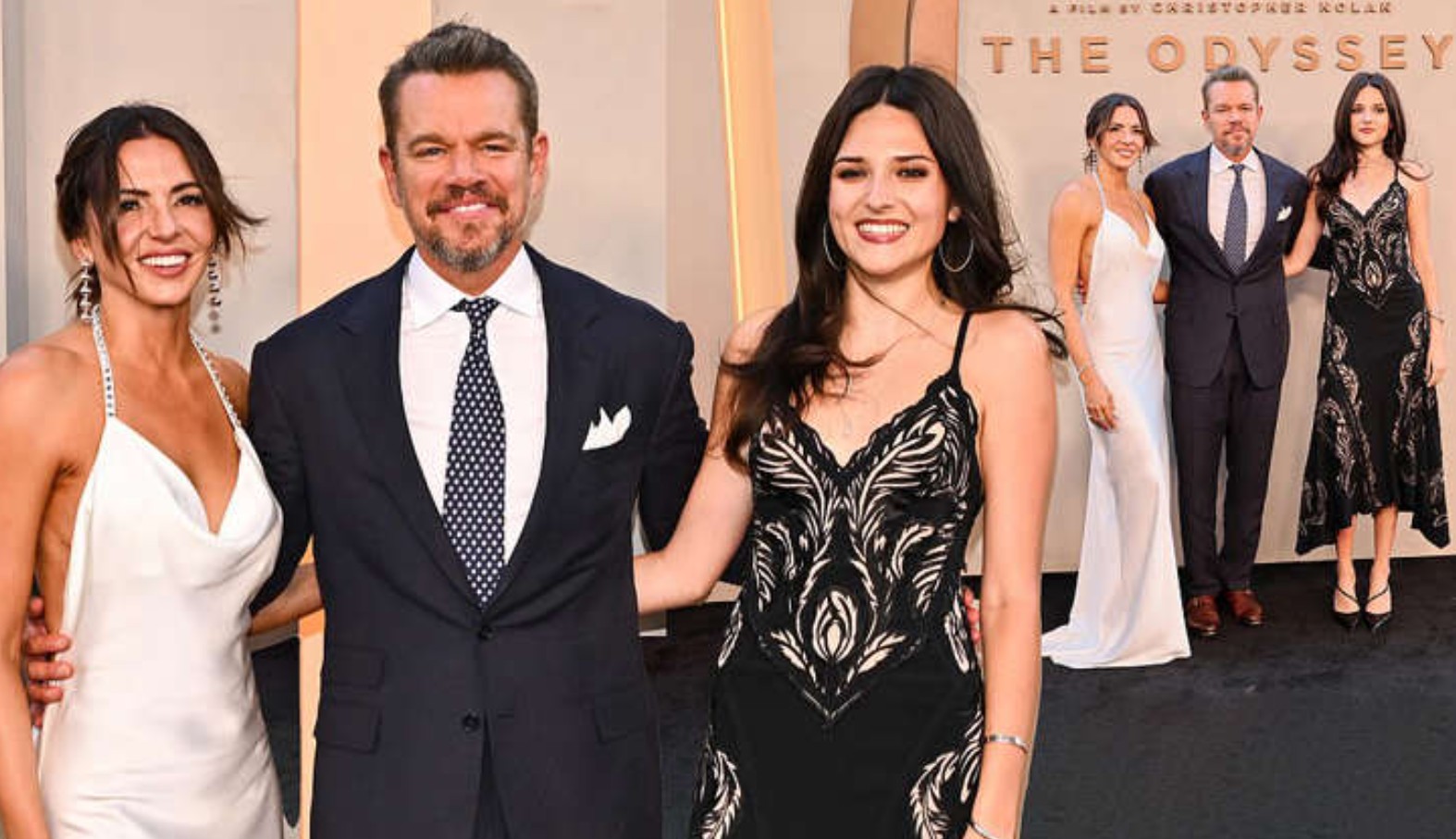 Matt Damon attends The Odyssey premiere with wife Luciana Barroso and family in New York City