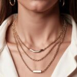 Elegant layered gold and silver necklaces styled with modern fashion outfits