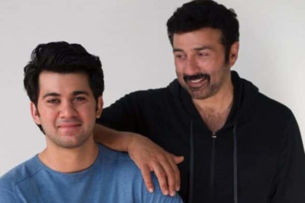 Sunny Deol and Karan Deol at the trailer launch event of Batwara 1947.