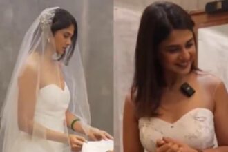Jennifer Winget during a bridal gown fitting session
