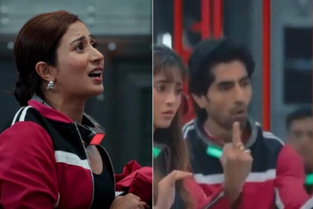 Harshad Chopda and Shreya Kalra during a tense moment on Lock Upp 2