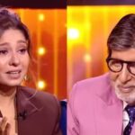 Sunidhi Chauhan and Amitabh Bachchan during KBC 18 episode