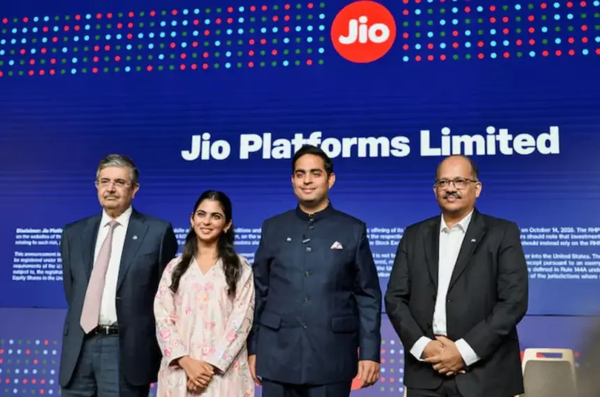 Mukesh Ambani at a Reliance Industries corporate event