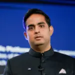 Akash Ambani speaking at a Jio corporate event