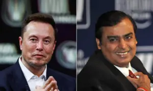 Elon Musk and Mukesh Ambani in a report about Starlink and Jio competition in India