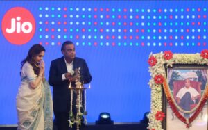 Ambani family members at the Jio Platforms listing ceremony in Mumbai