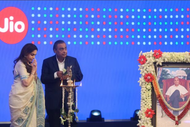 Ambani family members at the Jio Platforms listing ceremony in Mumbai