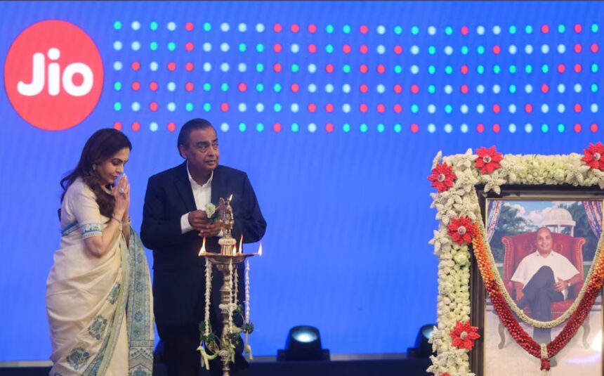 Ambani family members at the Jio Platforms listing ceremony in Mumbai