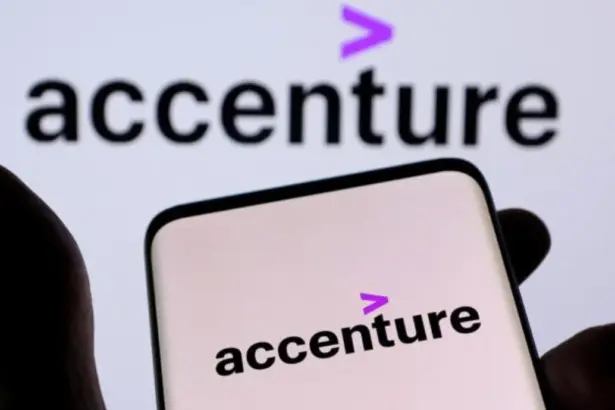 Accenture logo representing reports of a potential sale of its China business with JPMorgan's advice
