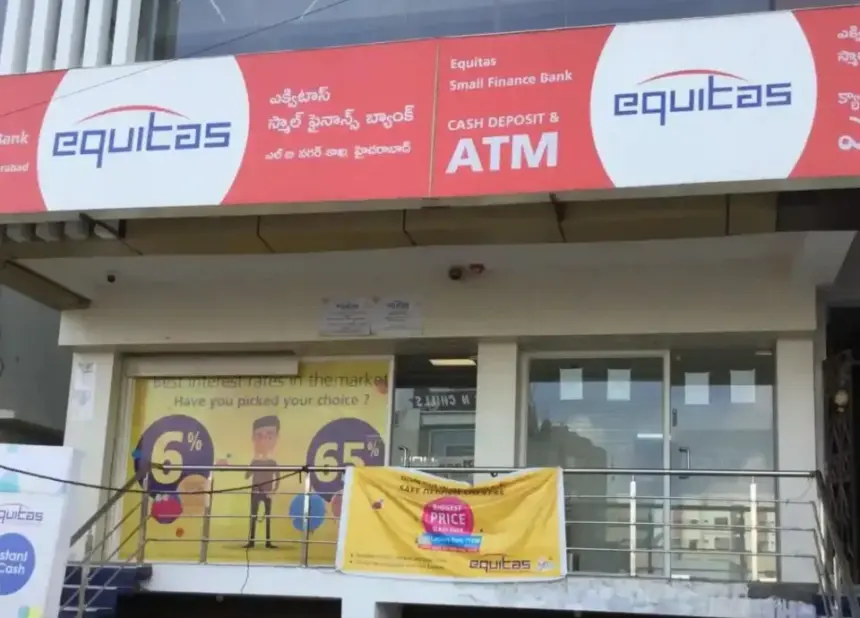 Equitas Small Finance Bank signage outside a branch