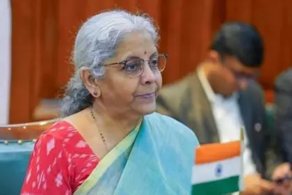 Finance Minister Nirmala Sitharaman speaking at an event